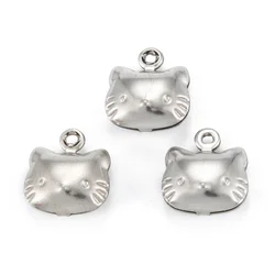 50pcs 316 Surgical Stainless Steel Cat Charms Cute Animal Cat for Charm jewelry making DIY bracelet earring Crafts Decor