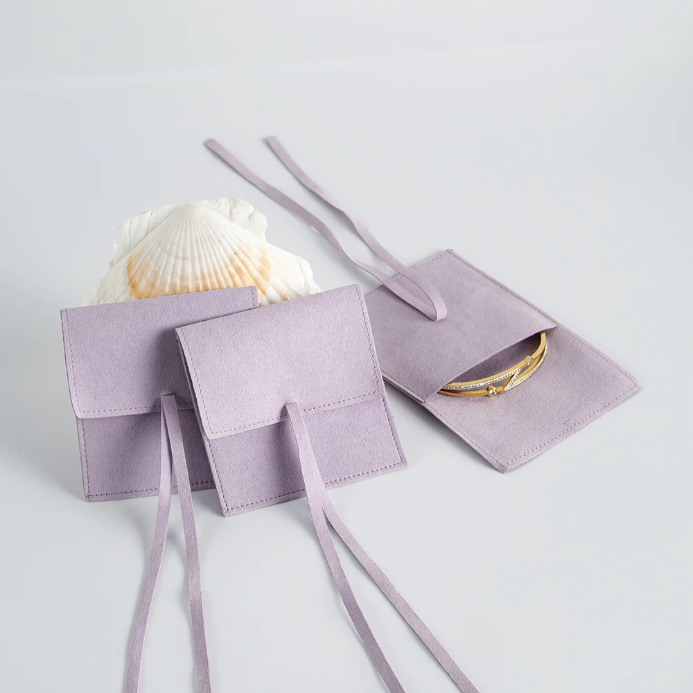 10Pcs Elegant Drawstring Microfiber Envelope Jewelry Storage Pouches