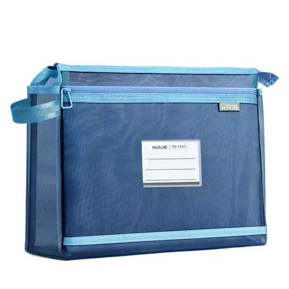 Large Capacity Test Paper Storage Bag Morandi Color Zipper File Folder Bag Transparent Double-layer Partition