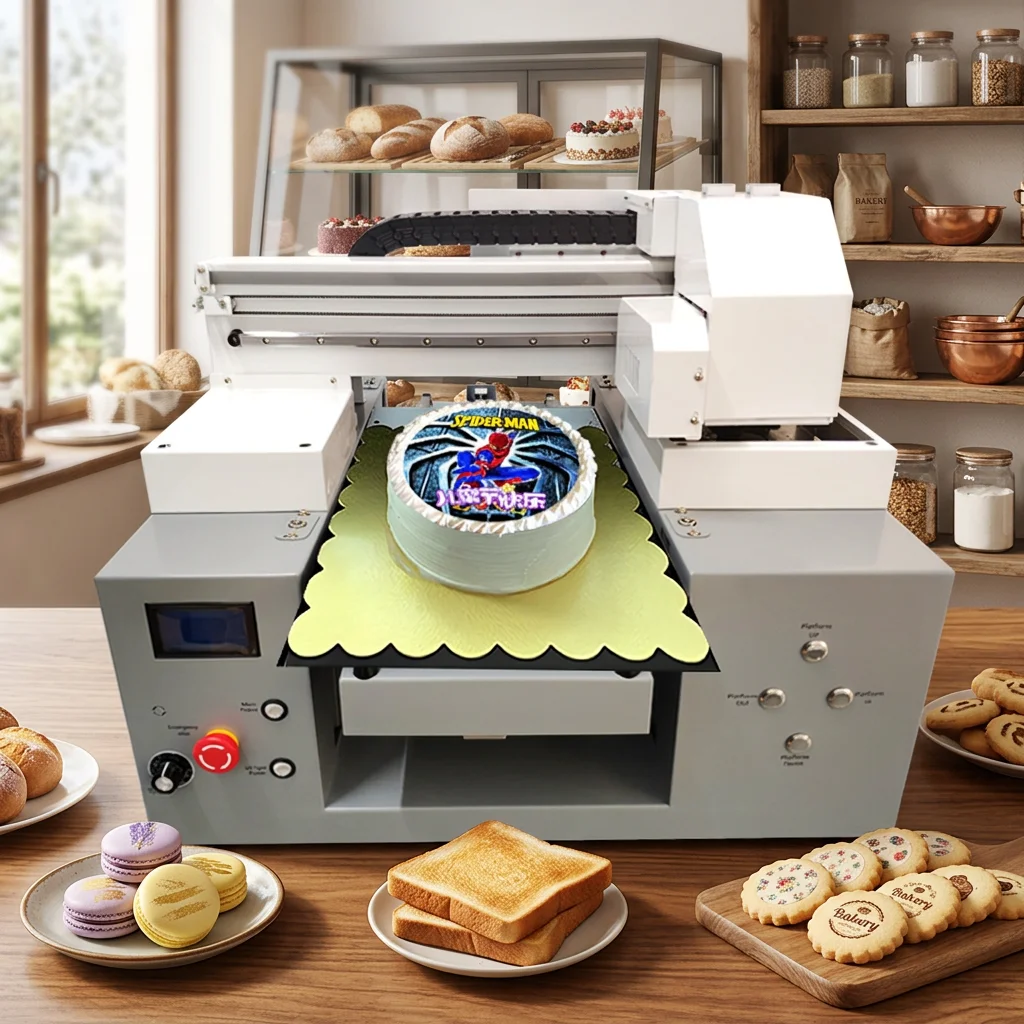 Automatic Height Detection Food Printer For Uneven Cake Surface Custom Photo And Pattern Decorating Application