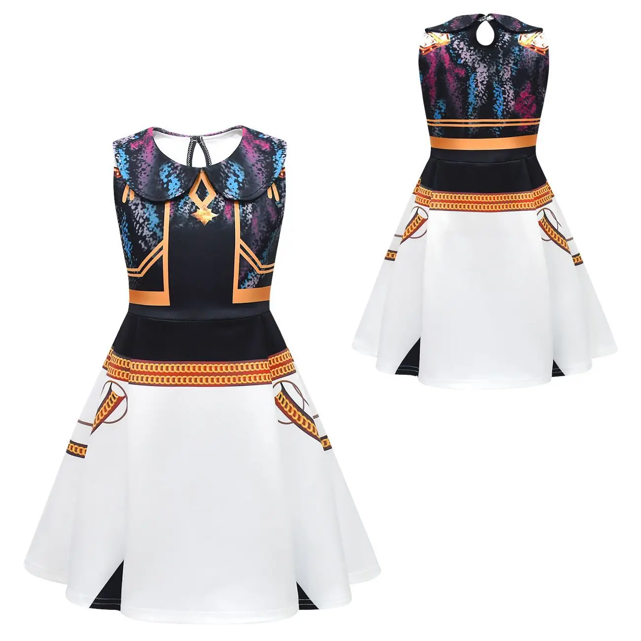

Halloween Costumes Kids Movie K-Pop Witch Hunter Cosplay Costume Sleeveless Print Girl Princess Dress Children Birthday Dress