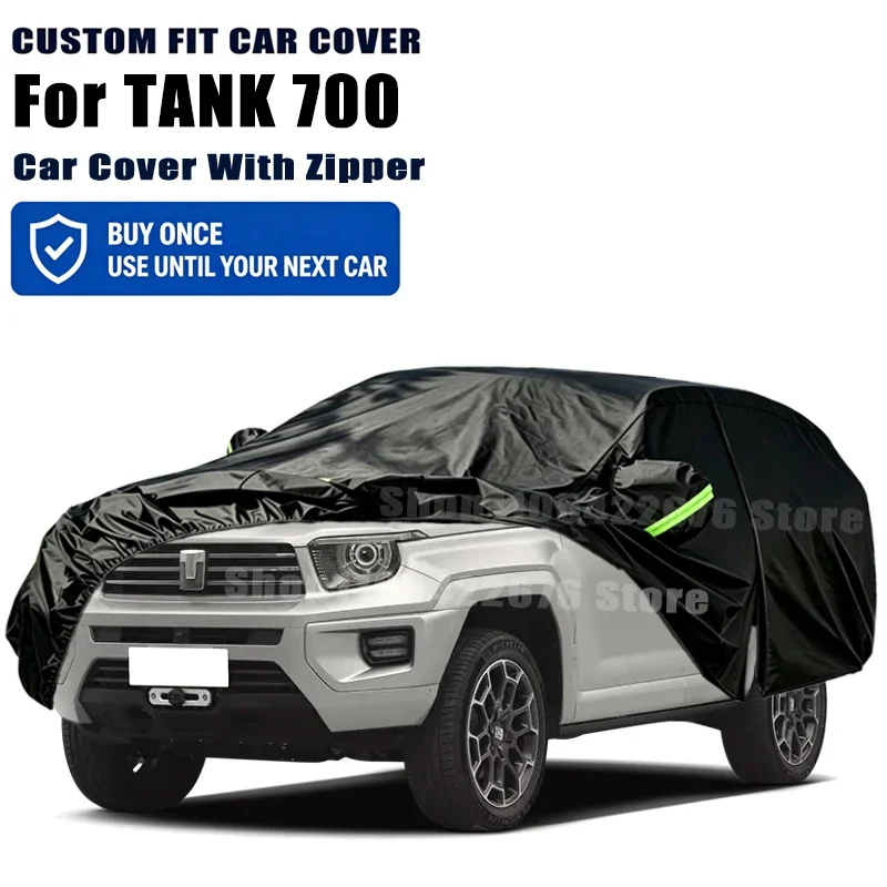 For TANK 700 Car Cover With Door Zipper Waterproof Snow Rain Sunshade Anti-UV Dustproof Outdoor Protector