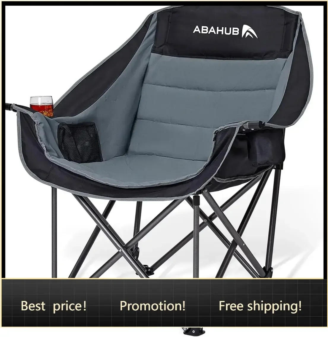 Camping Chairs for Adults Oversized Padded XL 500 lbs Wide Big Chair | Quad Foldable Folding Chairs Lawn Chairs Perfect