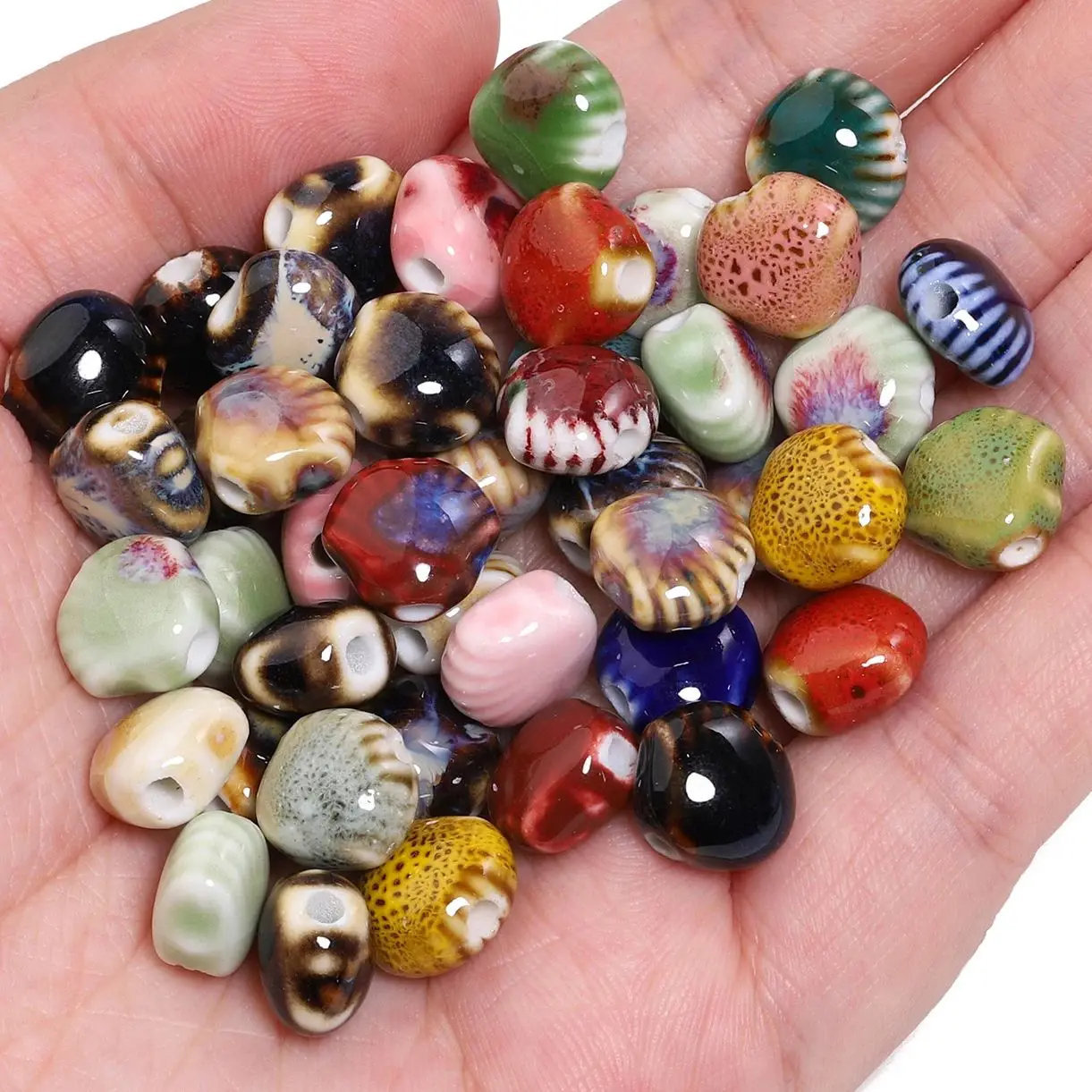 11,5x10mm Farbe Gemischte Jakobsmuschel Keramik Perlen Spacer Lose Perlen DIY Schmuck Machen Armbänder Halsketten Ohrringe Zubehör
