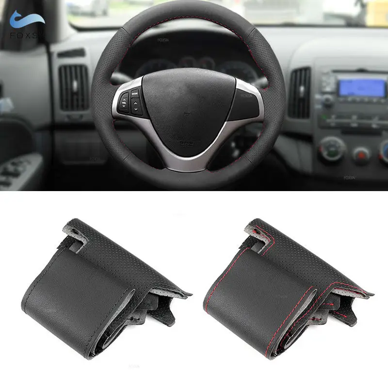 

For Hyundai i30 2009 2010 2011 Elantra Touring 2010 2011 2012 Hand Braids on Car Steering Wheel Perforated Leather Cover Trim