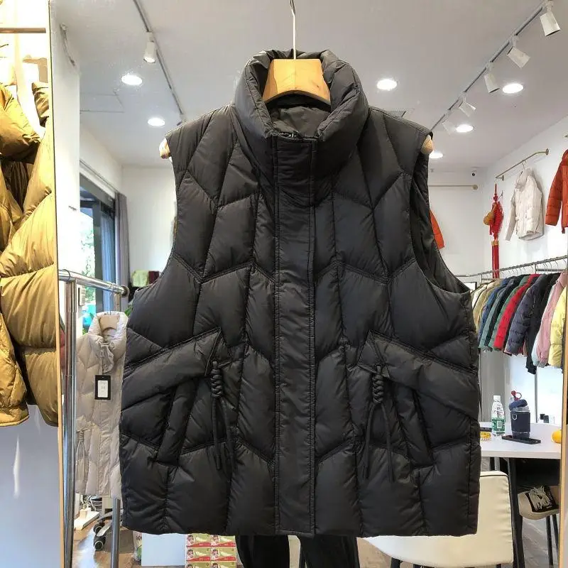 

Women's ort Loose Thiened Warm Du down Vest Jaet Commute Sle Straight Cut Knot Polyester Fiber Fill Power