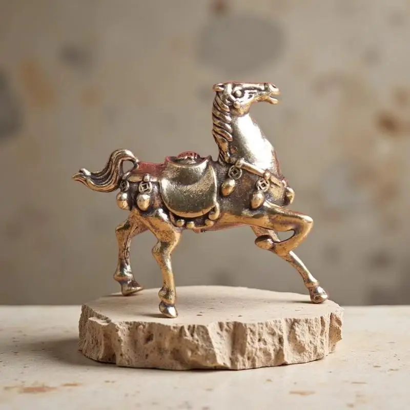 Messing-Pferdefigur, Künstlerische Mini-Statue, Kleine Dekorationsfigur für Büroschreibtisch, Eingangsbereich und Wohnraumdekoration – Detail 4