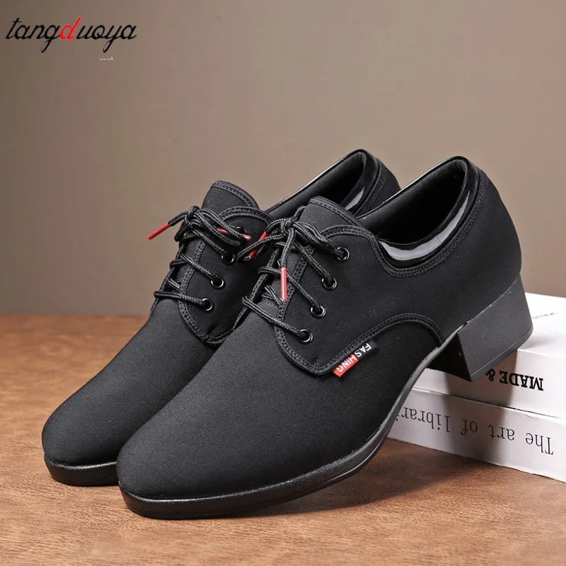 Sneakers Dance Shoes Men Shoes Square Dancing Social Ballroom Latin Black Modern Shoe Hot Oxford Heel Canvas ﻿