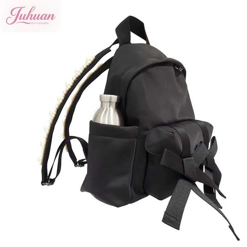 Spice Girls Bow Pearl Streetwear Shoulder Minority Trendy Commuter Handbag New Sweet Casual All-match Hip Hop Beading Backpacks