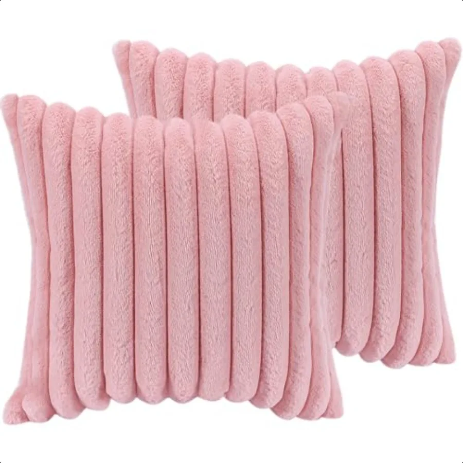 

18x18 Throw Pillow Covers Set of 2 Decorative Faux Fur Covers for Bed Couch Soft Fluffy Pillow Cover with Veet Back for Living