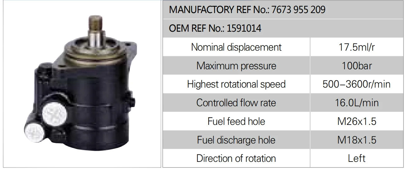 POWER STEERING PUMP FOR VOLVO TRUCK TRACTOR DUMP TRUCK MIXER TRUCK CONCRETE PUMP TRUCK 1591014