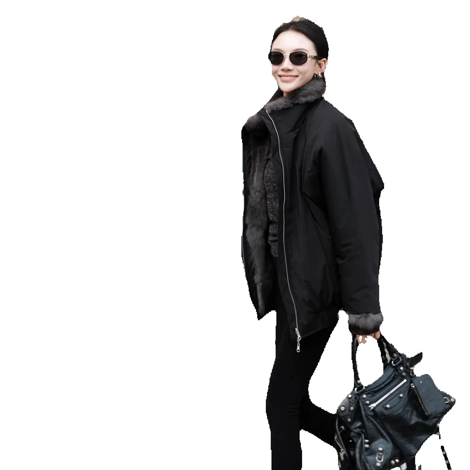 Glacier Casual Short two-sided rabbit fur style women's retro, versatile and warm fur coat
