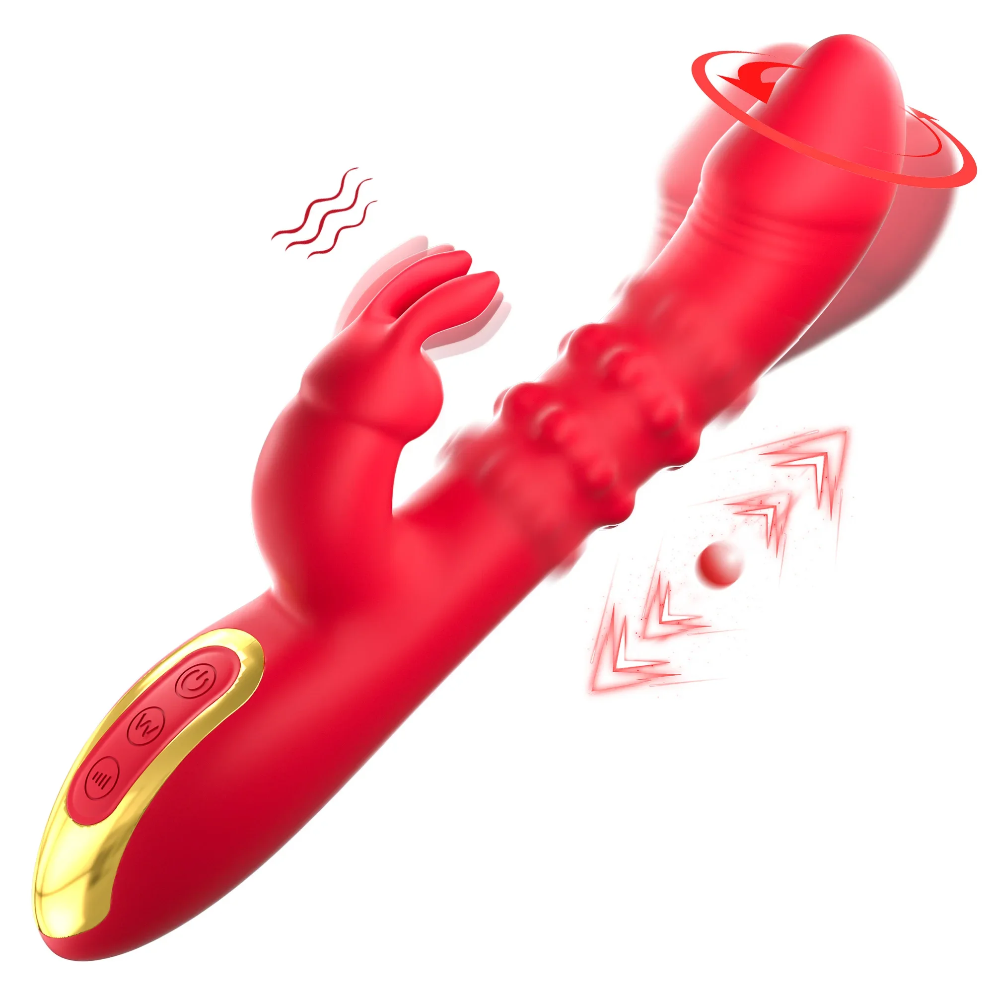 

360 Rotation Thrusting Vibrators for Women 3 in 1 Clitoris Stimulator Telescopic Dildo rotating beads Female Masturbation Adults