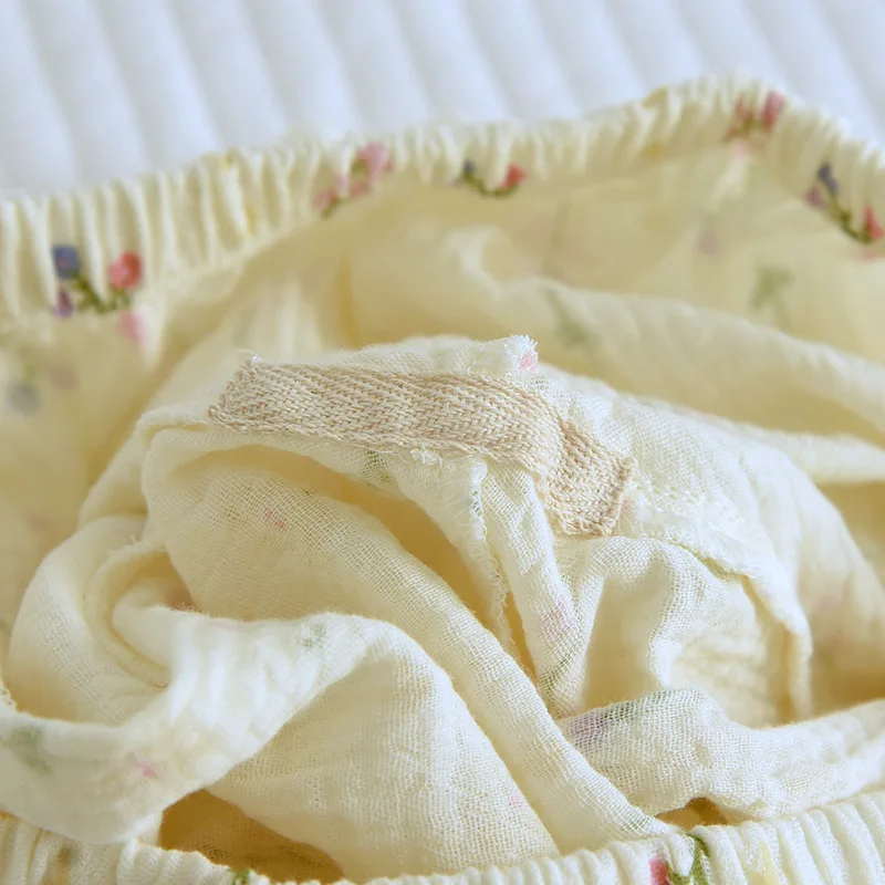 2026 الخريف كريب قطني المرأة منامة عادية لينة فضفاضة ملابس خاصة طويلة الأكمام السراويل بيجامة مجموعات ملابس الليل 2 قطعة مجموعة