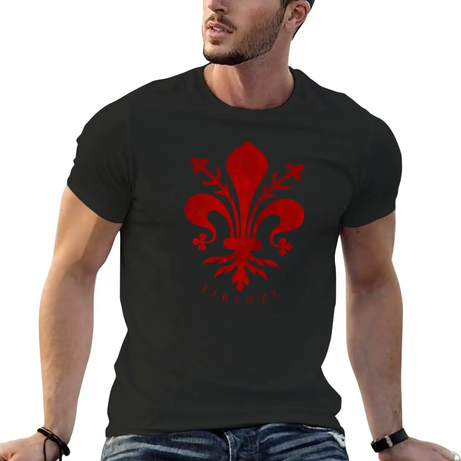 

New Firenze Vintage Emblem T-Shirt designer shirts customs design your own graphic t shirts summer tops clothes for men
