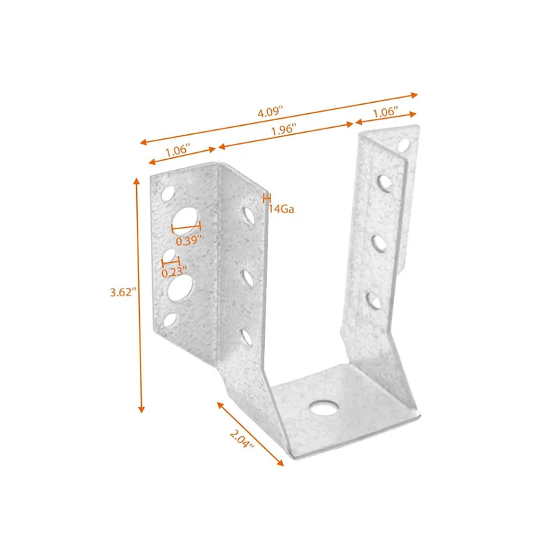8-Pack 2 Inch 50mm Joist Hanger, 14 Gauge Galvanized Steel Hurricane Ties for Floor Deck, Ceiling Joists, Wooden Frames