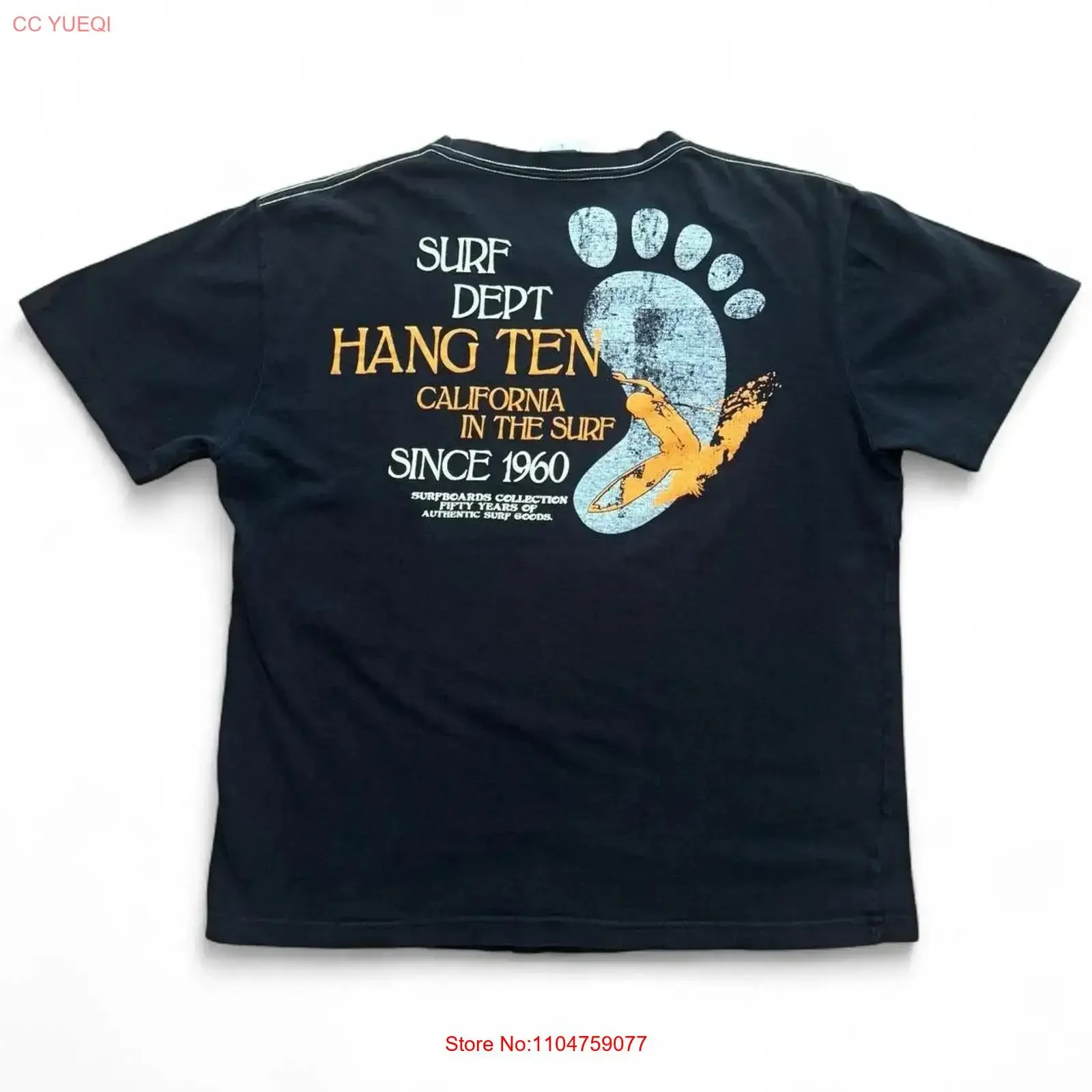 Hang Ten Surf California USA Beach Wear T shirt Large 21x24 vintage Washed Casual Top For Everyday Wear homme designer clothes
