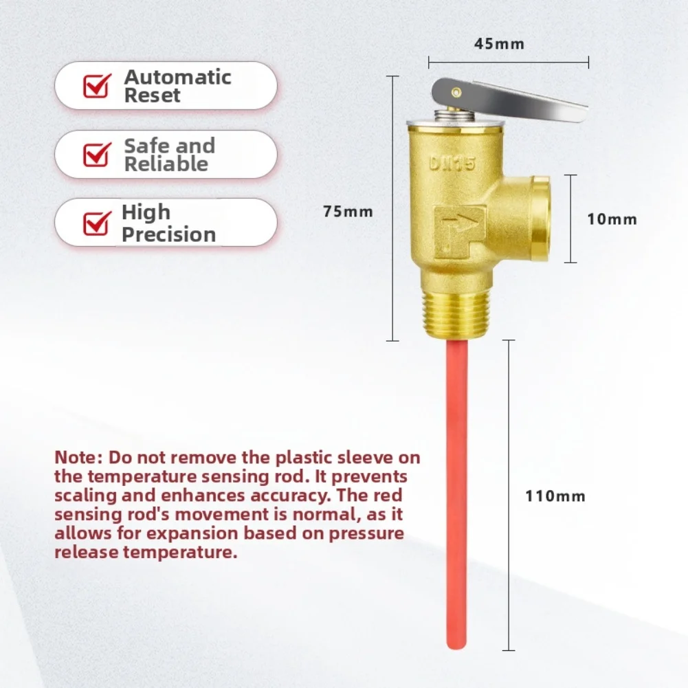 1pc Valve Boiler Water Heater Temperature Pressure Relief Valve Safety Valve DN15 Pressure Relief For Hot Water Heater Tanks