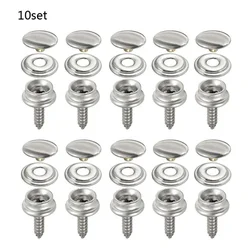 10 Sets Stainless Steel Tapping Snap Fastener Kit Tent Marine Yacht Boat Canvas Cover Tools Sockets Buttons Car Canopy Accessori