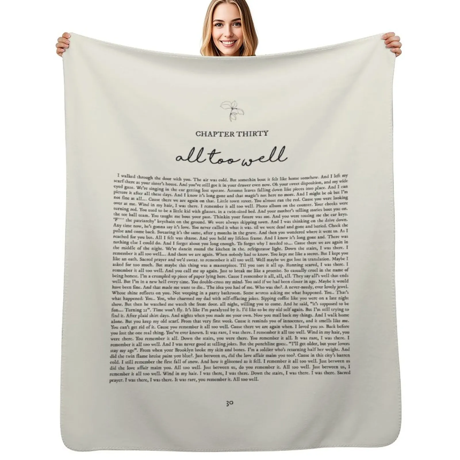 All Too Well 10 Minute Version Lyrics Throw Blanket Soft Comfort Blanket for Reading Watching TV