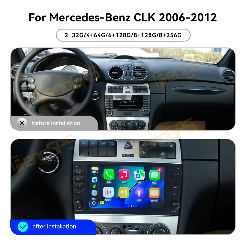 For Mercedes-Benz CLK 2006-2012 Android Car Radio Multimedia Video Wireless Carplay Autoradio Stereo GPS Navigation Head Unit