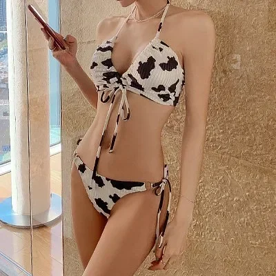 

Sexy Tie-Dye Bikini Set Women's Separate Style Swimming Suit Vacation Beach Thermal Pool Small Chest Gathered Female Swimwear