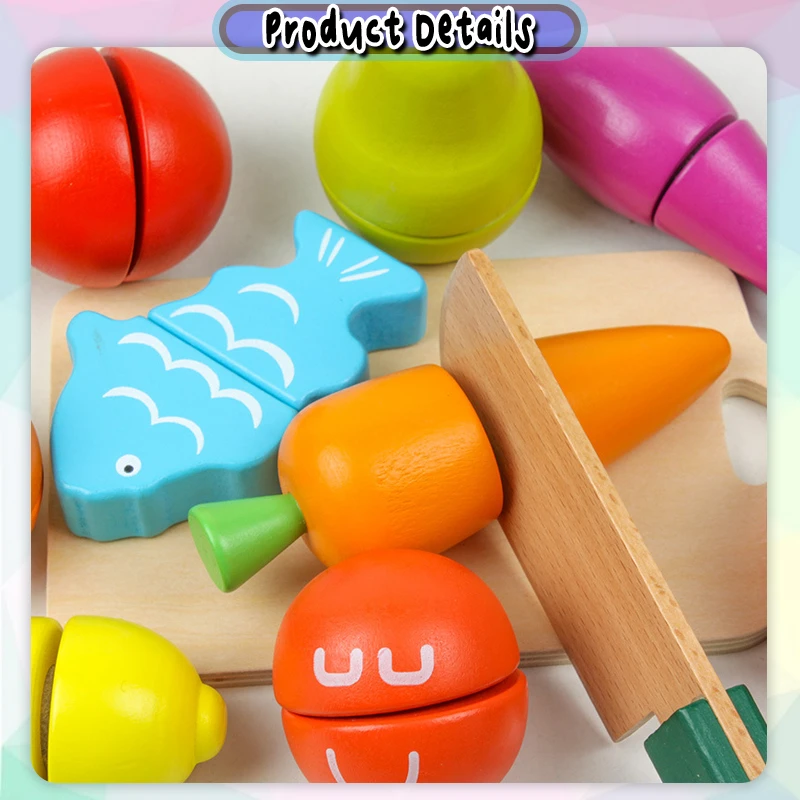 Drewniana zabawka dla dzieci do krojenia owoców i warzyw Zestaw do udawania akcesoriów kuchennych Zestaw dla dzieci Prezent Zabawki do wczesnej edukacji