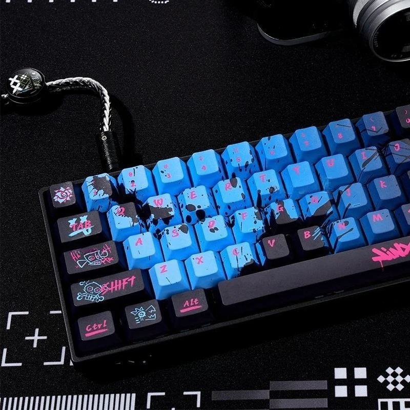 Jinx Theme 131 Keys Keycap Set for Mechanical Keyboard Gaming PBT Material Durable Keycaps Thermal Sublimation Technology