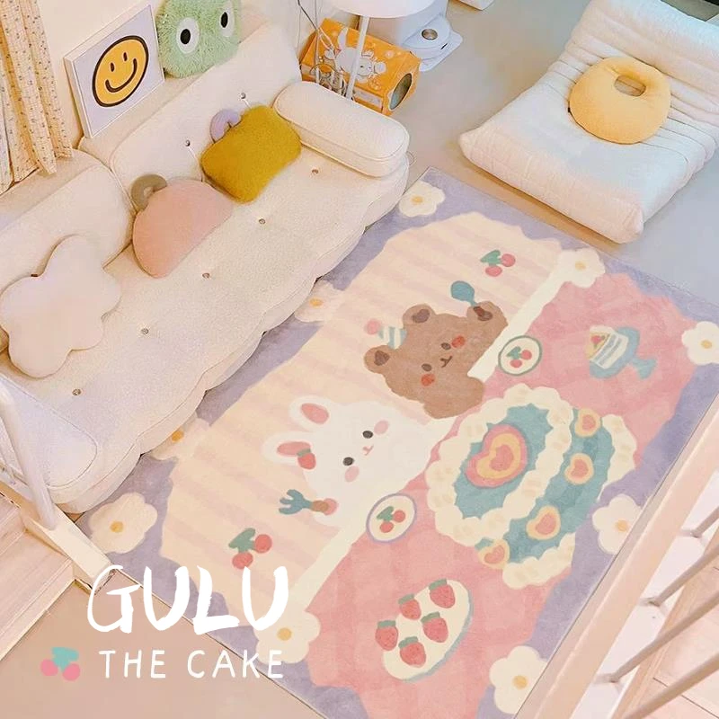 Cute Style Carpets for Living Room Cartoon Bedroom Decor Bedside Carpet Home Plush Rugs Fluffy Soft Lounge Rug Pink Floor Mat