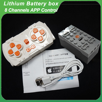 Technical 2.4G Bluetooth Lithium Battery Power Pack APP Module  MOC Building Blocks Power Functions 8878 13100 for Motor Toy Car