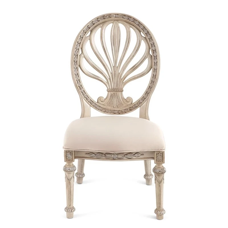 Antique Carved Dining Chair Rural Retro Old Solid Wood Carved Round Back Chair Villa Clubhouse Customization