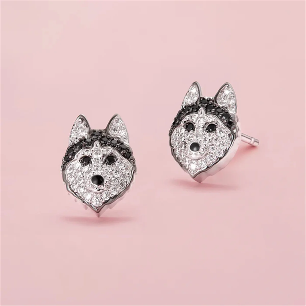 Cute Husky Earrings Exquisite Women's Cartoon Pet Dog Memorial Jewelry Shining Rhinestone Earrings Perfect Gift for Dog Lovers