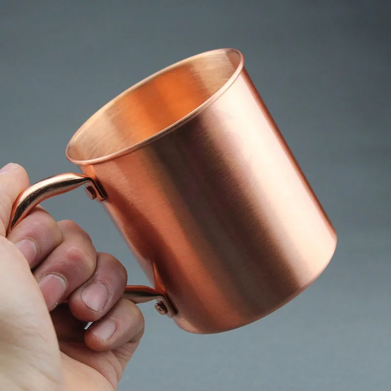 Moscow Mule PURE Copper Mugs-Cylinder-Shaped 100% Copper Cups Pure Solid 16 oz Copper Cocktail Cups Copper Beer Mug