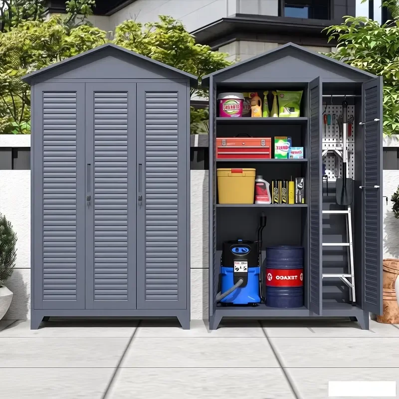 Outdoor Garden Tools Cabinet Large Capacity Sunproof Rainproof Tool Shed Patio Storage Cabinet Multifunctional