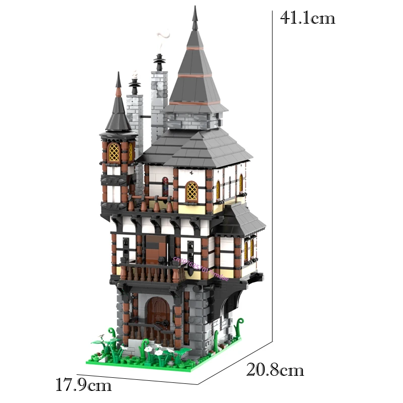 1823 pezzi MOC European Street View Medievale Tower House Building Idee creative fai-da-te Retro giocattolo per bambini Regalo di compleanno blocchi di costruzione