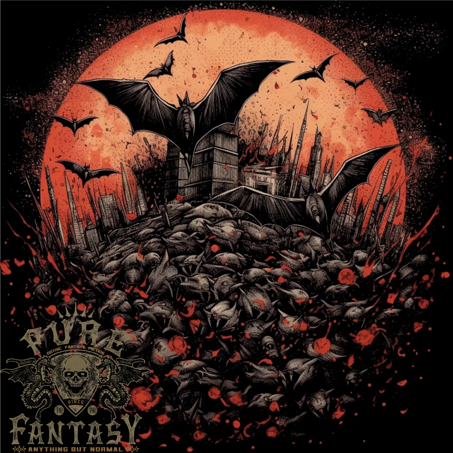 Bat Apocalypse Red Moon Halloween Mens Light Cotton T-Shirt