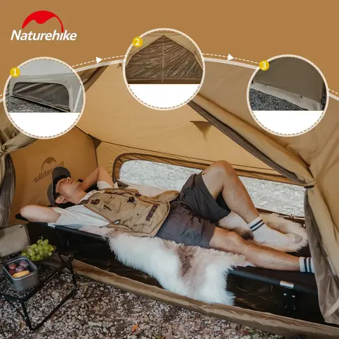 Naturehike TC – tente simple de l'armée en coton, avec cheminée, une pièce, une salle, 4 saisons, Camping en plein air, randonnée, abri de survie, Glamping
