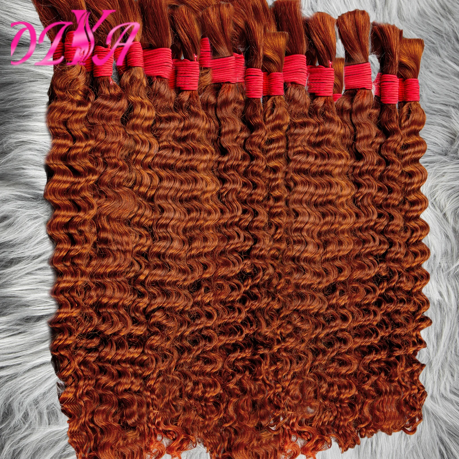 100% Unprocessed Human Hair Braiding Hair No Weft Ginger Orange Curly Bulk Human Hair for Braiding Deep Wave Human Braiding Hair