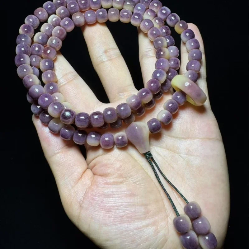 Natural camel bone purple blood multi-loop bracelet, feels like jade to the touch, full of texture and pattern, suitable for gif