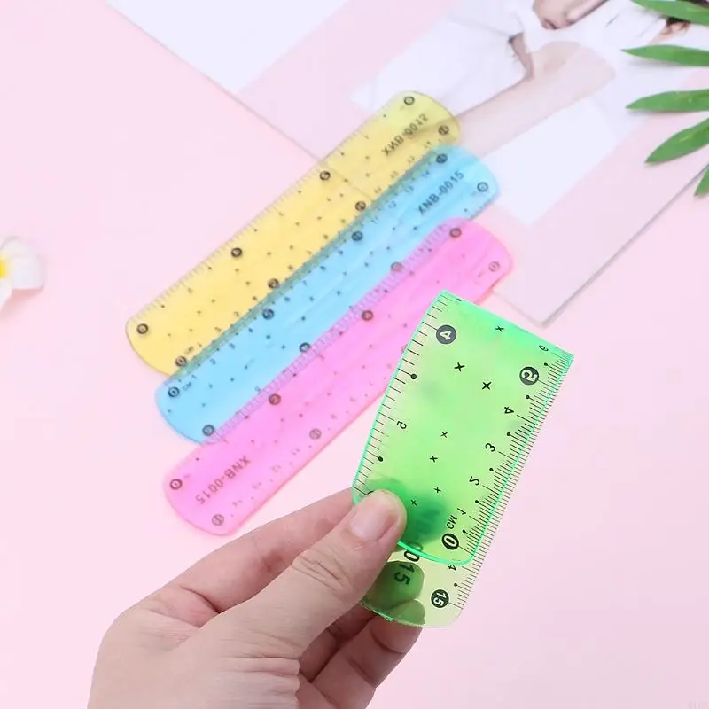 Flexible Straight Ruler Clear Bookmarks Plastic Measuring Tool School Stationery
