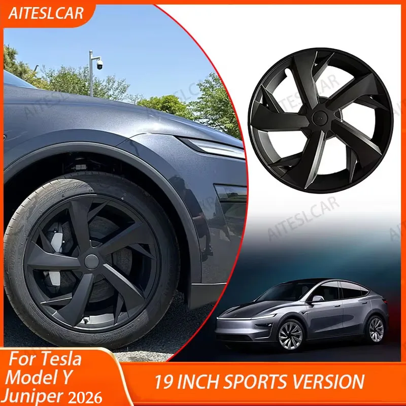 

4PCS 19 Inch HubCap for Tesla Model Y Juniper 2026 Hubcap Performance Replacement 19''Crossflow Wheels Cover Full Rim Accessorie