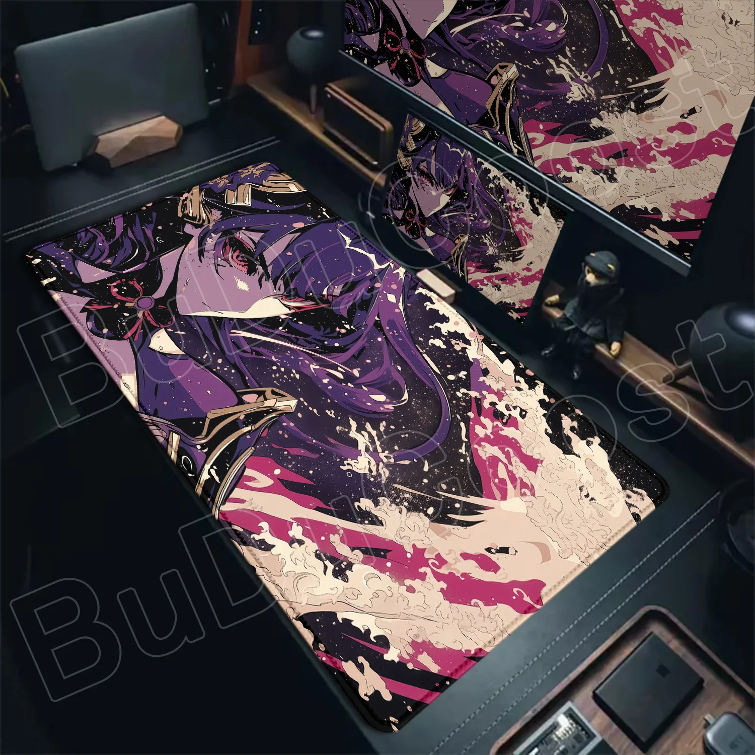 Non-slip Rubber Locking Edge Game Mousepad 900x400mm Genshin Raiden Shogun Laptop XXL Large Keyboard Beautiful HD Gamer MousePad