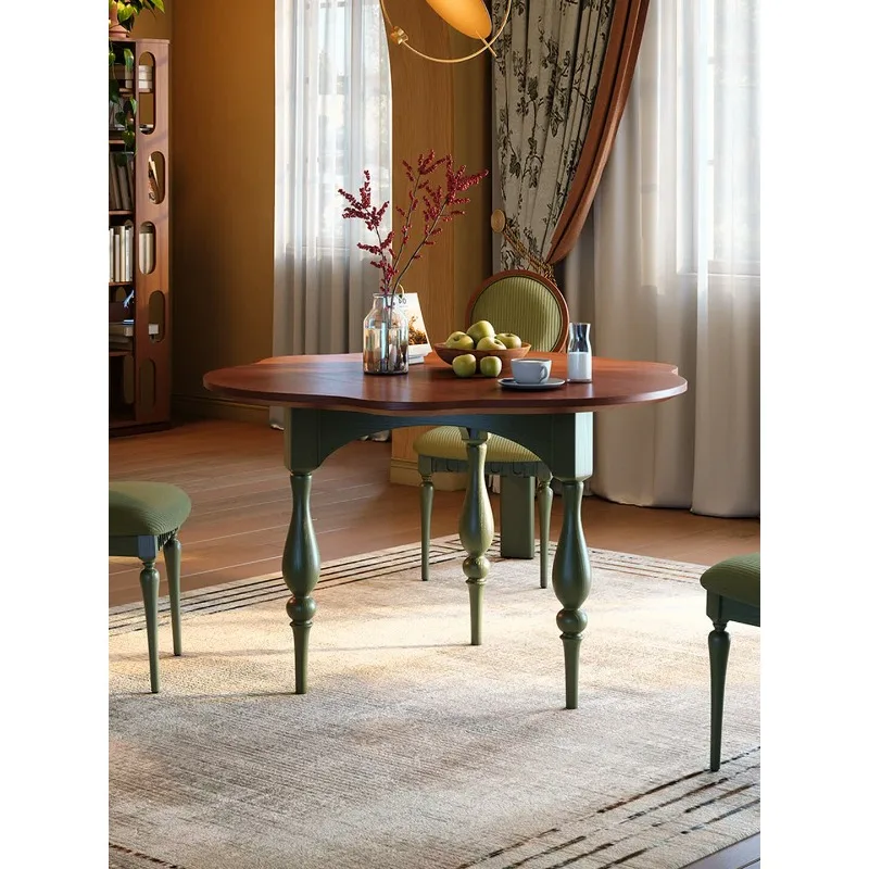 French retro solid wood dining table, restaurant home French antique dining table