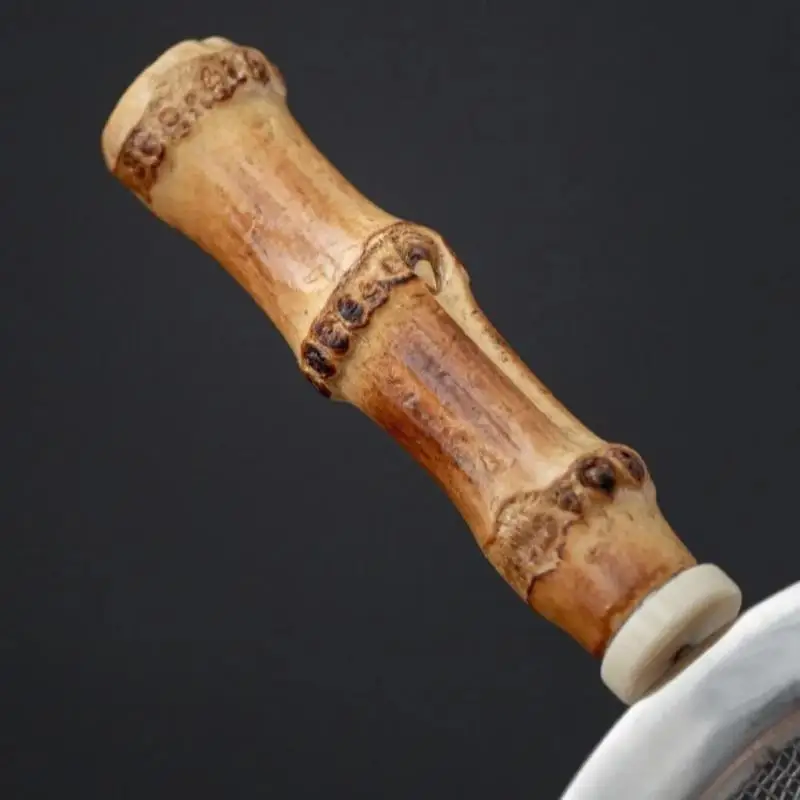 Portable Food Grade Tea Sifter Anti-Slip Bamboo Handle Rustproof Stainless Steel Strainer for Kitchen Daily Use Gifts