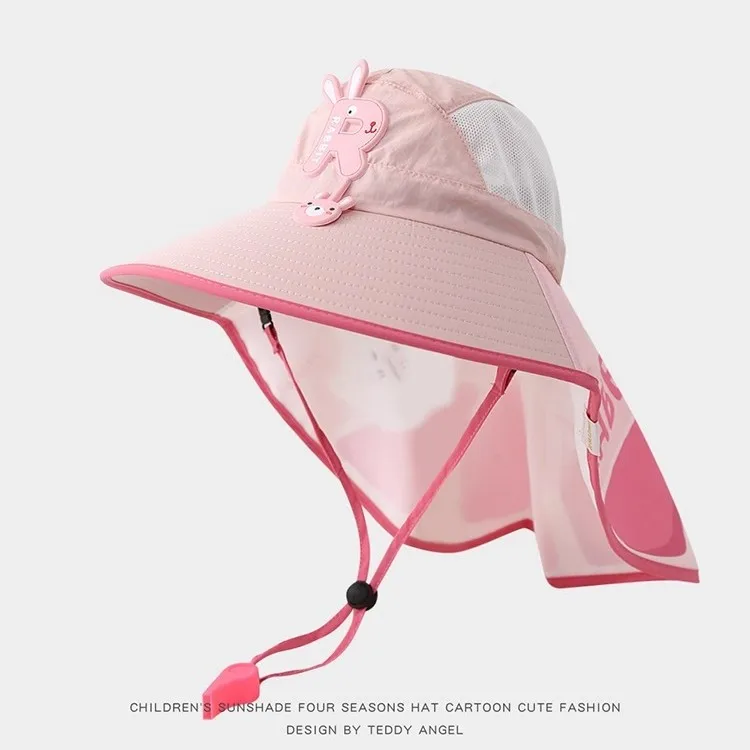 Letter Children's Solar Fan Hat Shawl Sunscreen Hat Male and Female Baby Outdoor Large brimmed Mesh Sun Hat