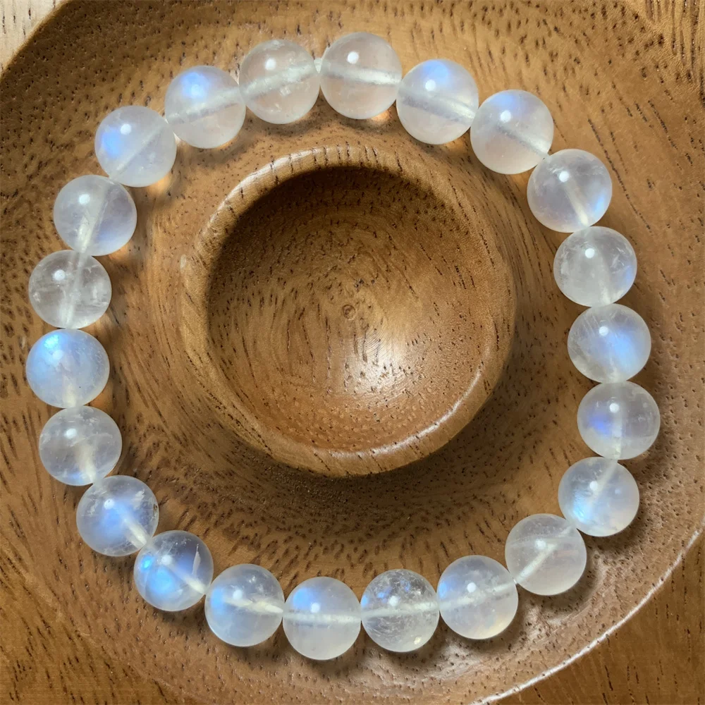 

1Piece Natural Bright Blue Light Moonstone Bracelets for Women Shining Silver Moonlight Healing Beads Moon Stones Bracelet Gems