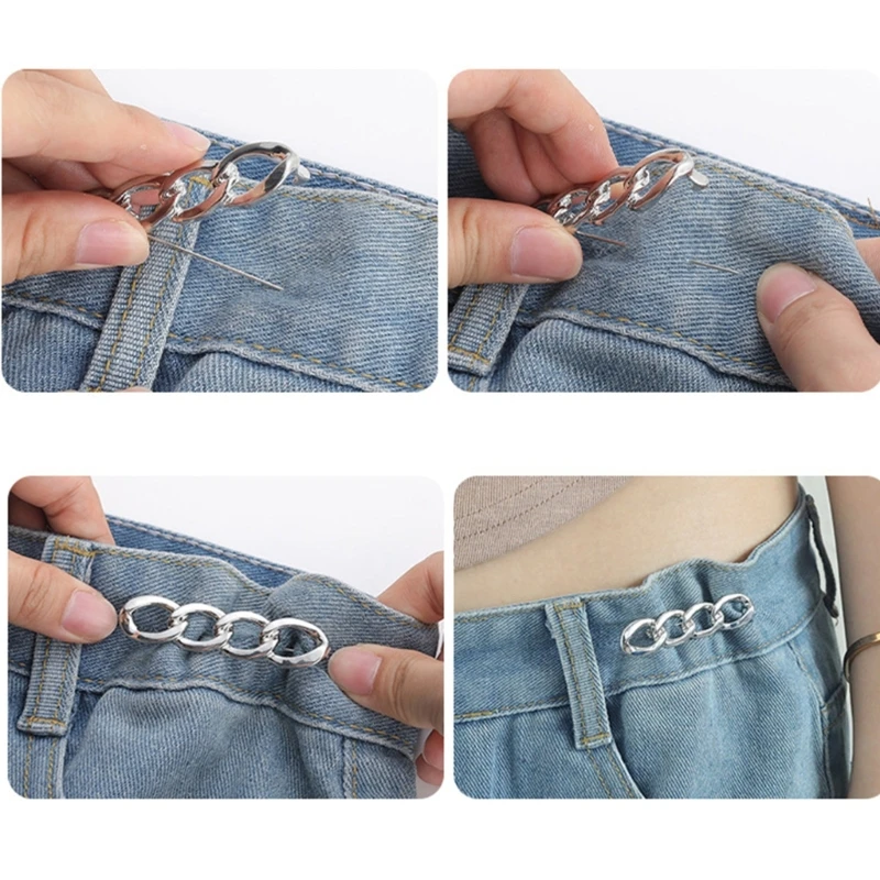 Pack of 3 Removable Waist Cinchers Pin Metal Clasp Pin for Jeans Trousers Dresses Cardigan Fashion Clothing Accessories