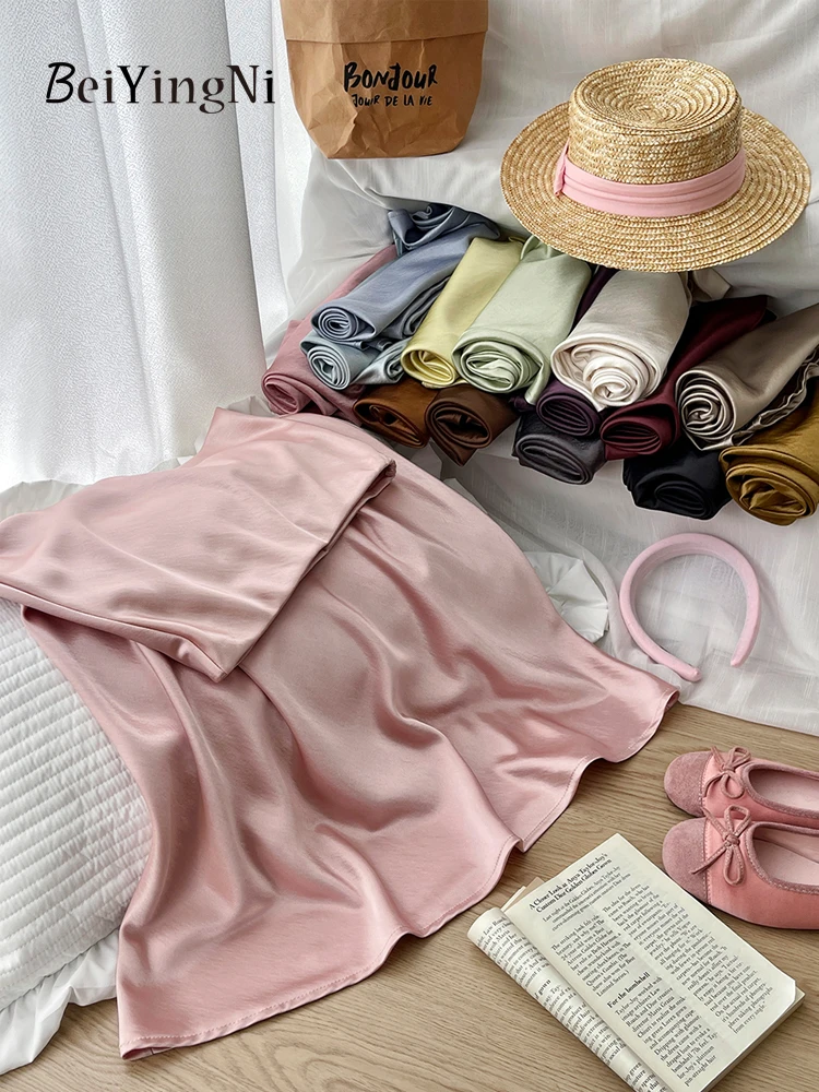 Beiyingni French Vintage Women's Satin Skirt Elegant Luxury New Fashion Slim Fit Office Ladies Mermaid Skirts Temperament Casual