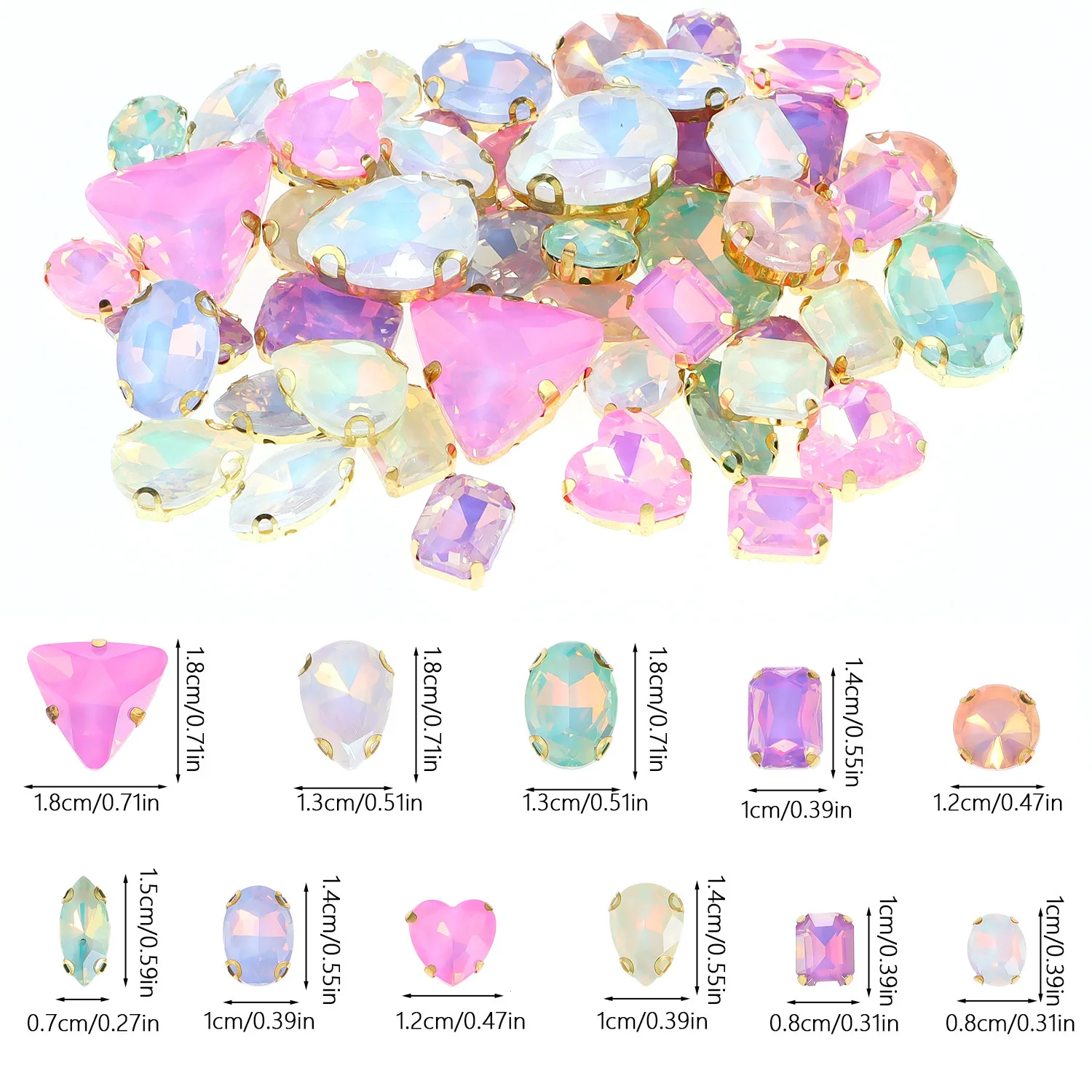 50PCS Pink Crystal DIY Hand-Sewn Jewelry Handmade Clothing Accessories Garment Materials And Components