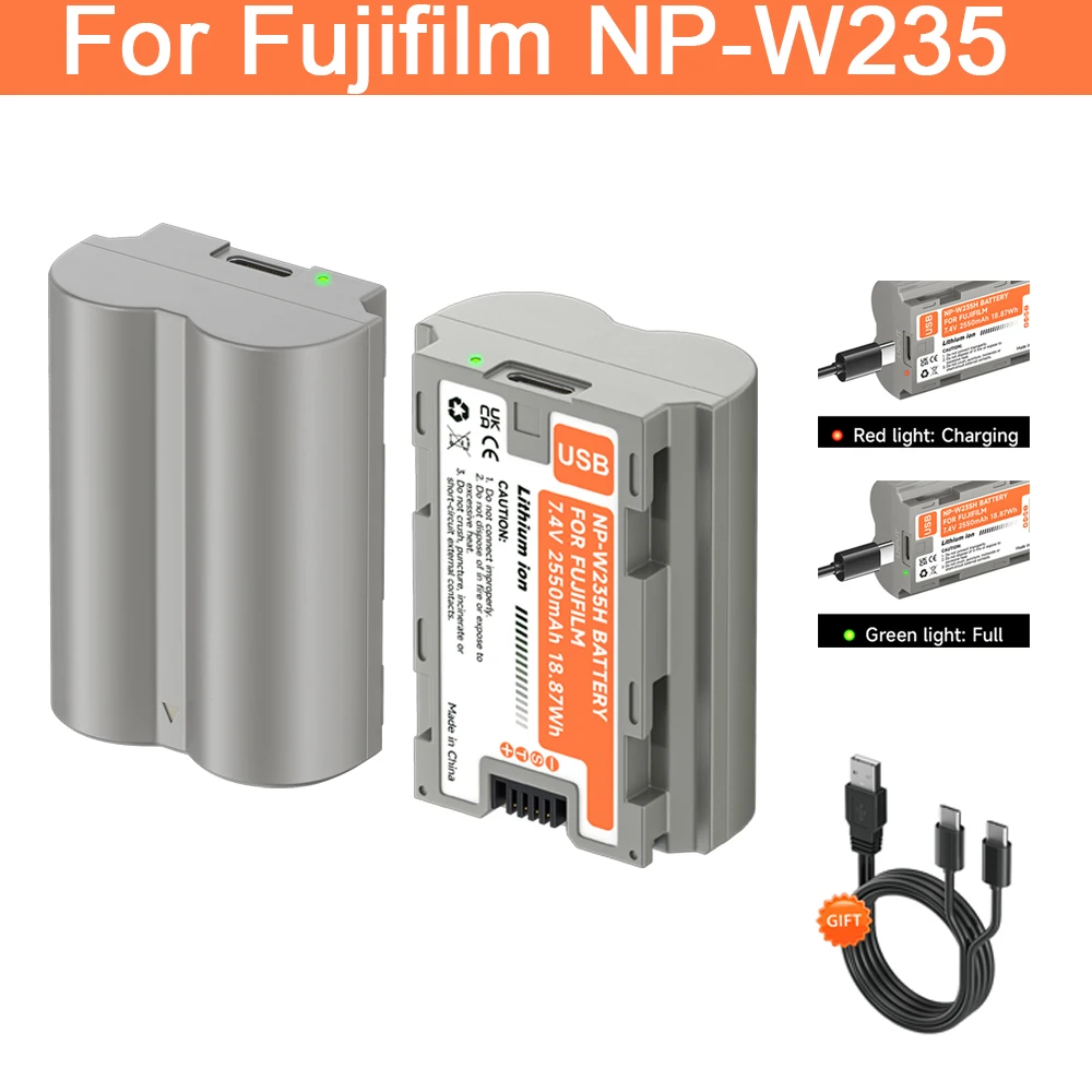 PALO 2550mAh NP-W235 NPW235 Camera Battery NP W235 USB Rechargeable Battery For Fujifilm Fuji X-T5 XT4 X-T4 GFX100S GFX50S II